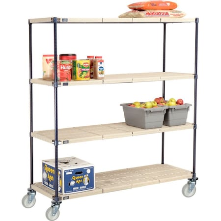 Global Equipment Nexelite reg Vented Plastic Mat Shelf Truck, 60"L x 21"W x 69"H, Polyurethane Swivel Casters C21606PPM